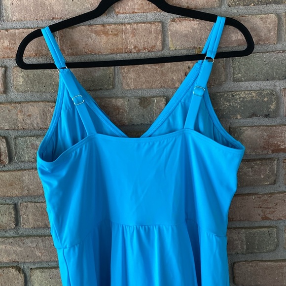 Lands' End Blue One Piece V-Neck Wrap Bathing Suit Size 14-16 NWOT - Picture 4 of 8